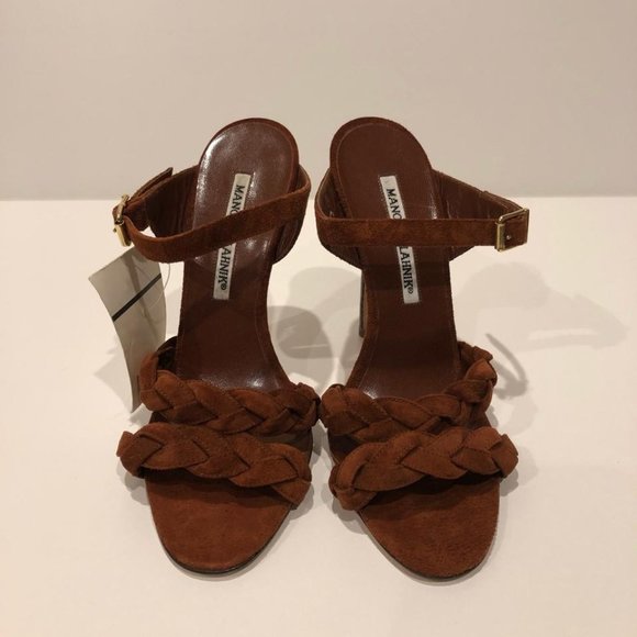 Manolo Blahnik Shoes - Manolo Blahnik New Braided Suede Mule Heel Sandal